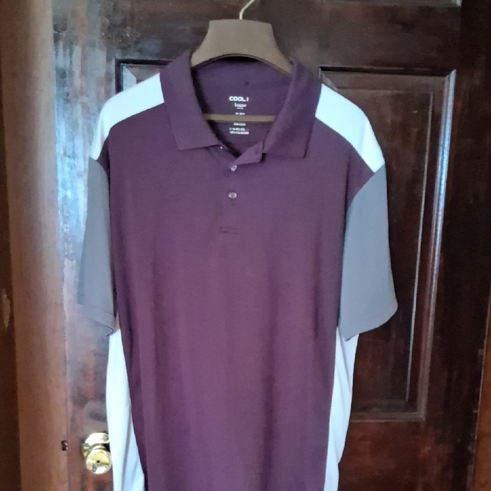 Haggar Maroon Polo with Gray & White Panels